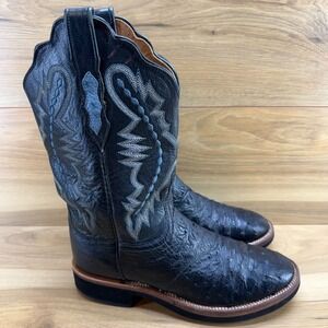 Lucchese 2000 Ostrich Leather Womens 9 B Black Western Cowgirl Boots